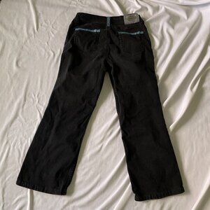 Lawman Western Womens Black Jeans Turquoise Rhinestone Rockabilly Accents Sz 11